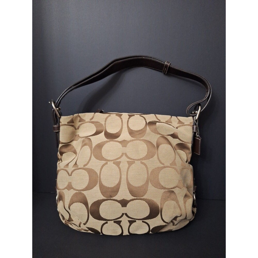 Coach Shoulder Bag F15067 Canvas Monogram Beige Logo Women's #KNB8271